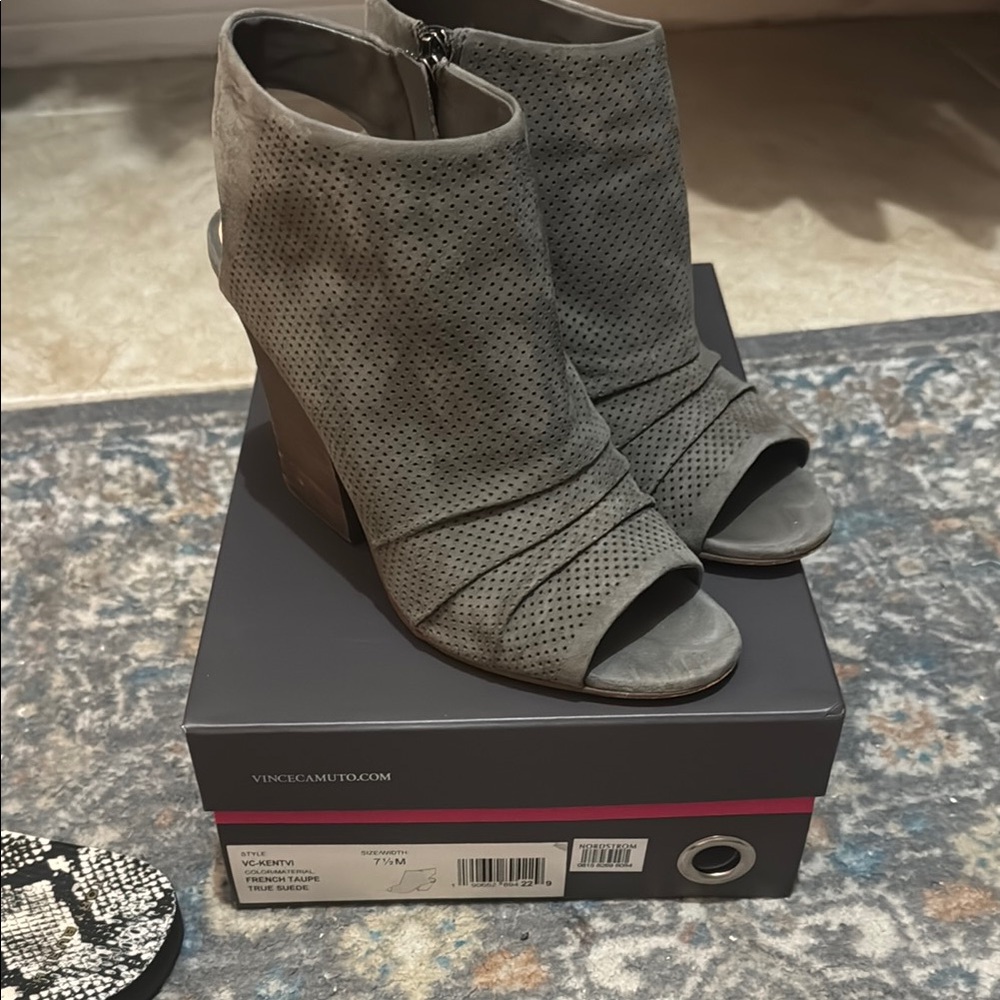 Vince Camuto Gray Peep-Toe Ankle Boots